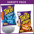 thumbnail image 1 of Takis Smokin’ BBQ Flavored Rolled Tortilla Chips 9.9 oz + Takis Blue Heat Hot Chili Pepper Rolled Tortilla Chips 9.9 oz, Variety Pack with Bowl by OMA., 1 of 5
