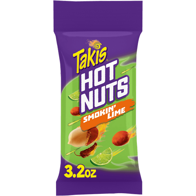 Takis Smokin' Lime Hot Nuts 3.2 oz Snack Size Pouch, Lime & Chipotle