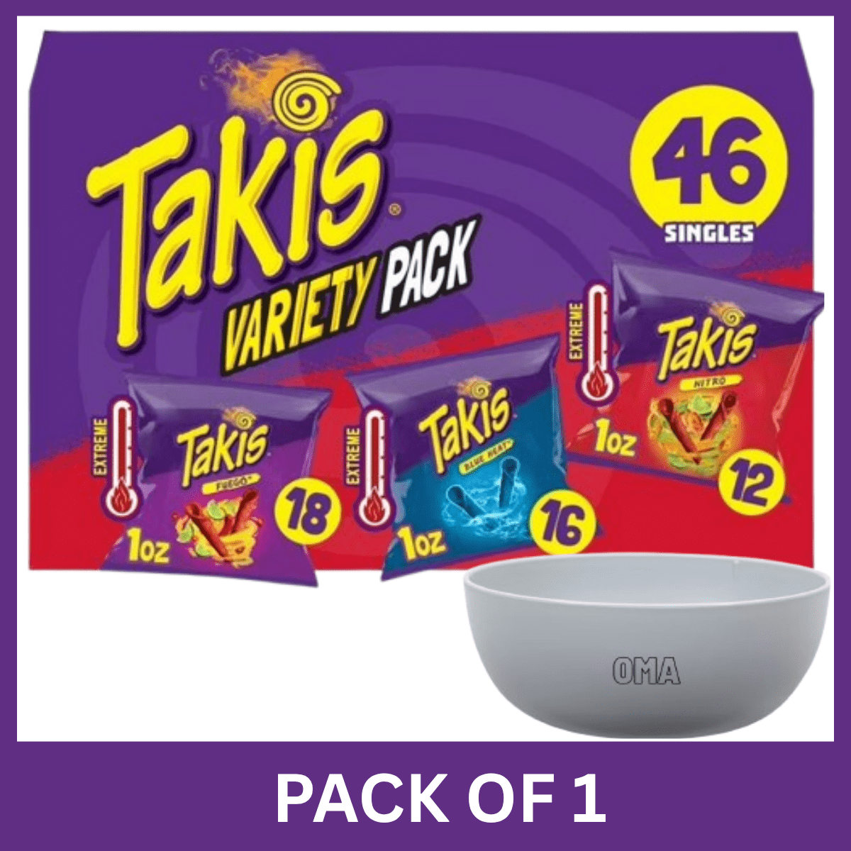 Takis Variety Pack Rolled Tortilla Chips, 1 oz., 46 pk with Bowl