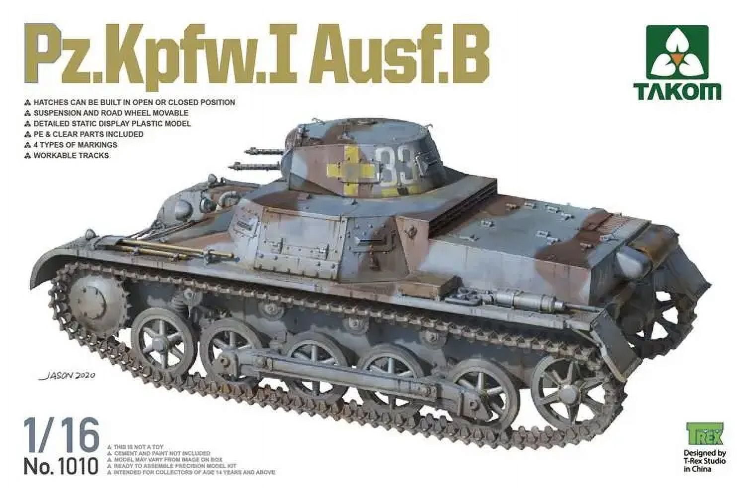 Takom 1010 1/16 scale MODEL KIT PZ.KPFW.I AUSF.B 2020 NEW TANK - Walmart.com