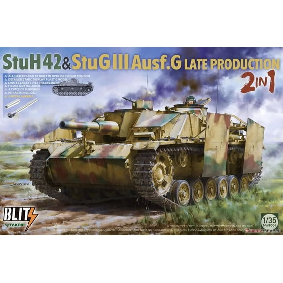 Takom 8006 1/35 Scale StuH42 & StuG.III Ausf.G Late Production 2 in 1 Model Kit
