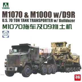 Takom Military Scale Model 1/72 5002 US M1070 & M1000 w/D9R U.S.70 Ton Tank Transporter w Bulldozer Model