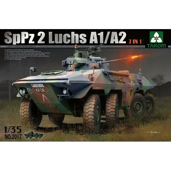 Takom No.2017 1/35 SpPz 2 Luchs A1/A2 2 in 1 Plastic Model Kit