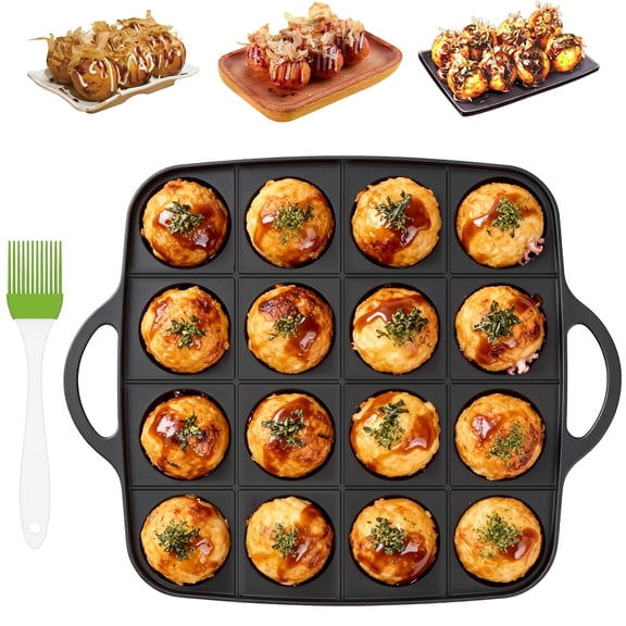 Takoyaki Pan 16 Hole Nonstick Japanese Grill Cast Aluminum Octopus Ball Maker for Gas Stove Authentic Osaka Street Food Cooker