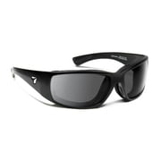 Taku Plus Wind Blocking Padded Foam Photochromic Sunglasses for Outdoors, 100% UVA + UVB Protection, Glossy Black Frame/Yellow to Gray Lens