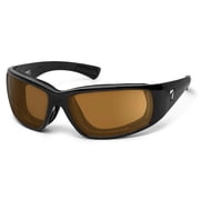 Taku Plus Wind Blocking Padded Foam Sunglasses for Outdoors, 100% UVA + UVB Protection, Glossy Black Frame/Sharpview Copper Lens