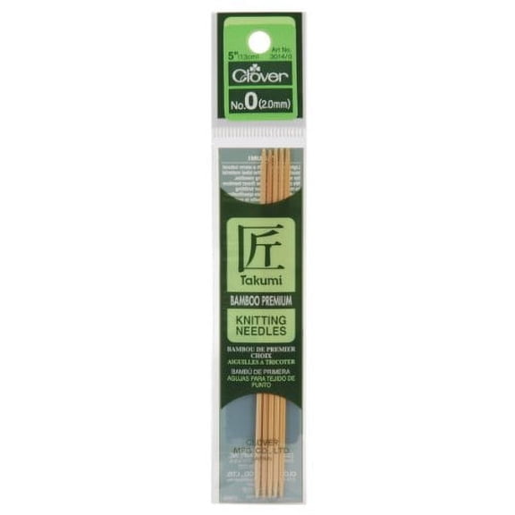 Clover Bamboo Knitting Needle Dbl Point 5pc 5" 0