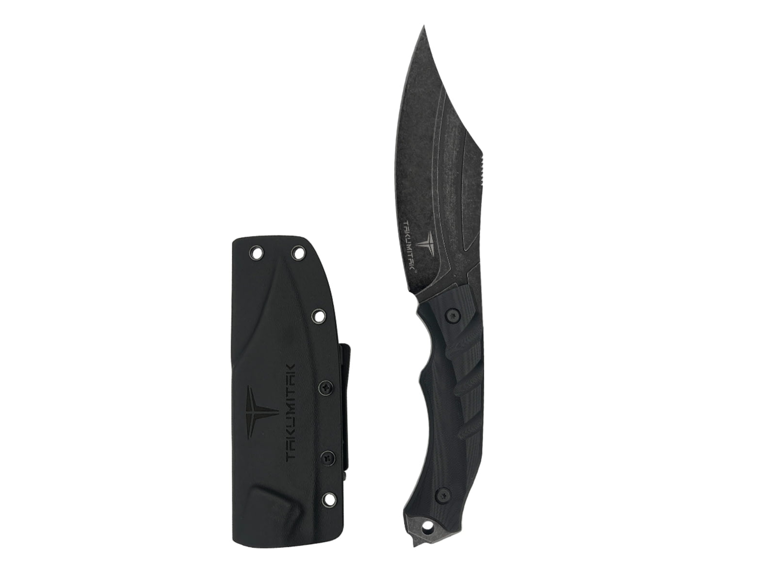Takumitak Alert Fixed Blade Knife, 5in, D2, Clip Point, G10 Handle, Black Stonew