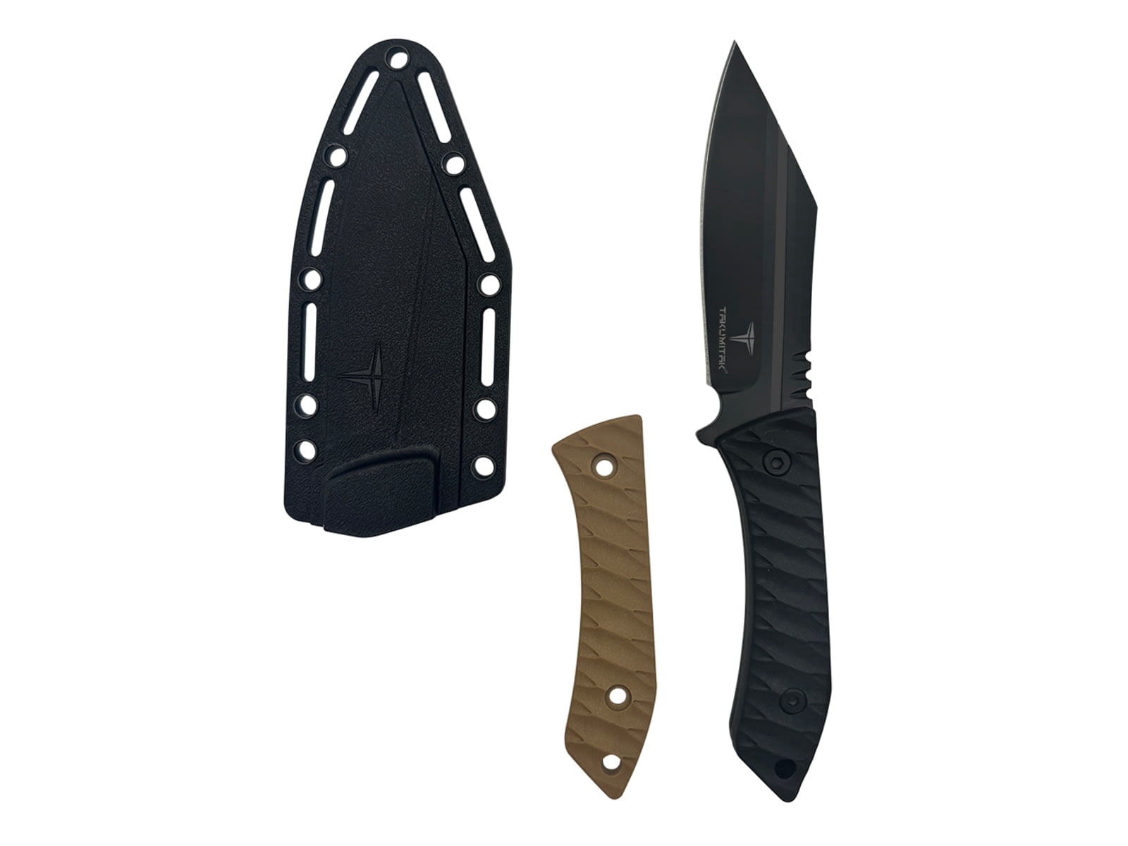 Takumitak Asym Fixed Blade Knife, 4.45 in Blade , 3cr13, Black