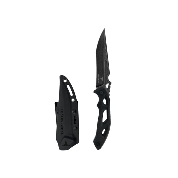 Takumitak Unhinged Fixed Blade Knife, 5in, D2, Drop Point Recurve, G10 Handle, Black Stonewash