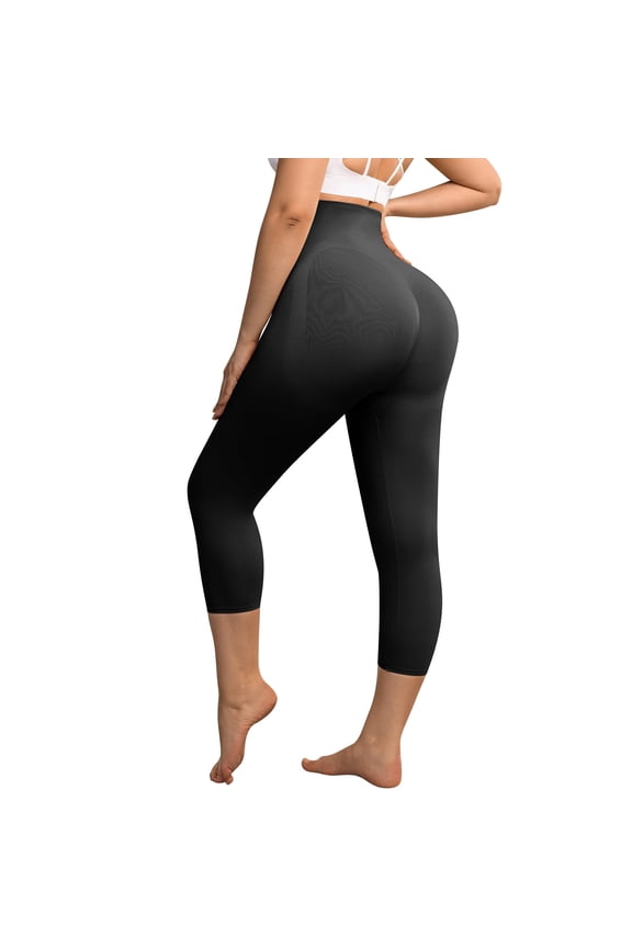 Plus Size Women High-Waisted Tummy Control Shapewear Thigh Slimming Capri