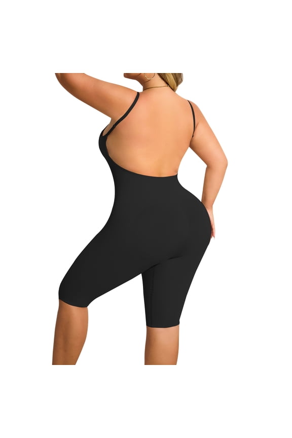 Plus Size Women's Backless Full Body Shapewear Seamless Thigh Slimmer One Piece Jumpsuit