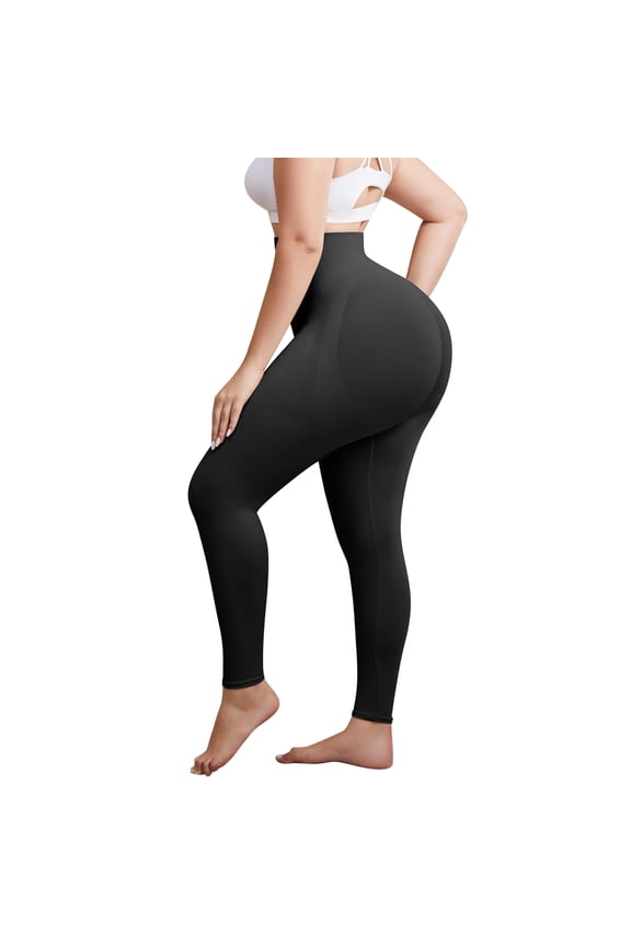 Plus Size Women's Seamless Shapewear - High Waist Tummy Control Butt Lifting Compression Pants