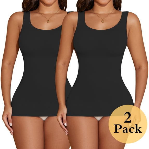 Takusun Women's Tummy Control Shapewear Tank Tops Seamless Round Neck Compression Tops