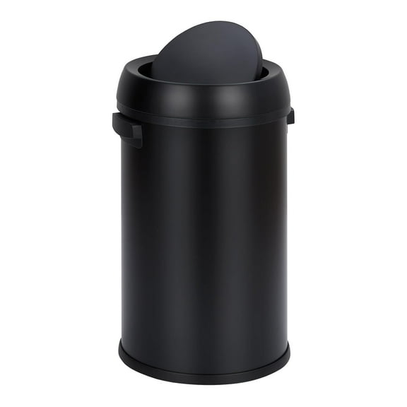 Takywep Trash Can, Black, 65L, Large Commercial Waste Bin, Round Stainless Steel, Swing Top Lid, Extra Wide Opening, Handles, Non-Slip Base, Modern Trash Basket for Office, Kitchen, Restaurant
