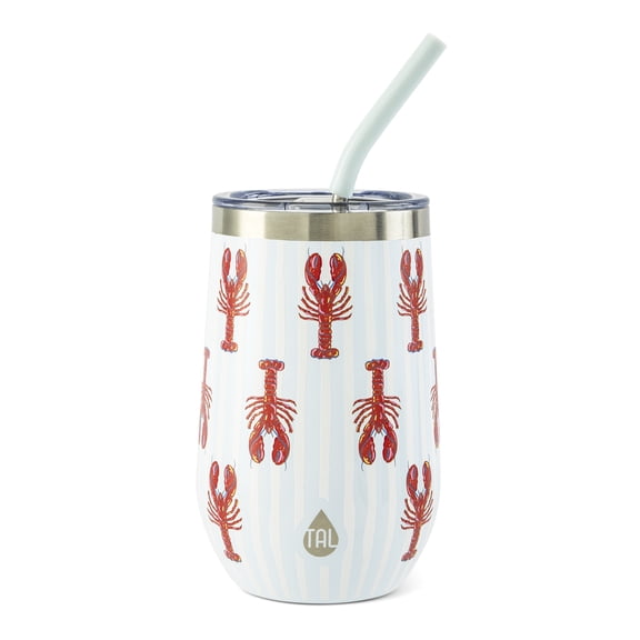 TAL 16oz Stainless Steel Wine Tumbler with Straw, Lobsters