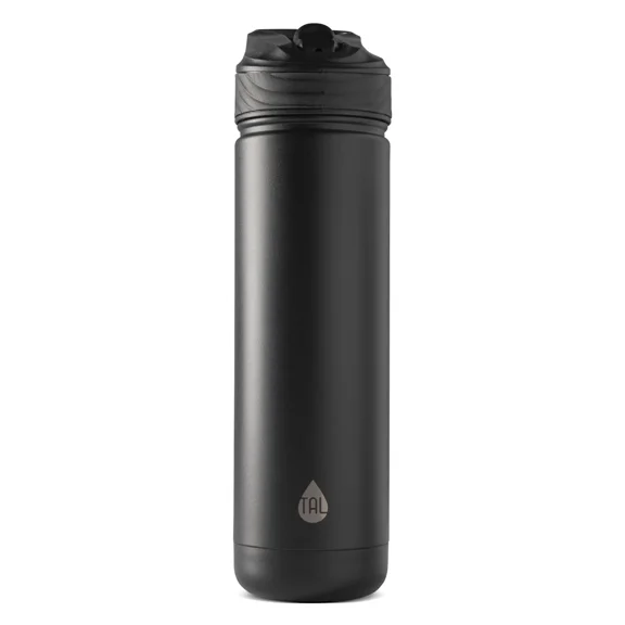 Tal Stainless Steel Ranger Water Bottle With Easy Sip Straw 26Oz, Black