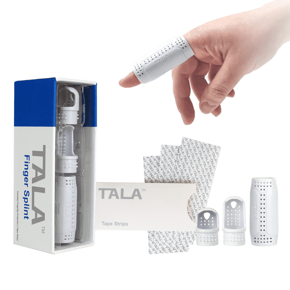 Tala Finger Splint with Fingertip Protection | FDA Reg, Medical-Grade, Athletic Fit, Reusable Finger Brace for Breaks, Arthritis, Sprain, Trigger Finger, Lacerations etc. | Waterproof | Size 14