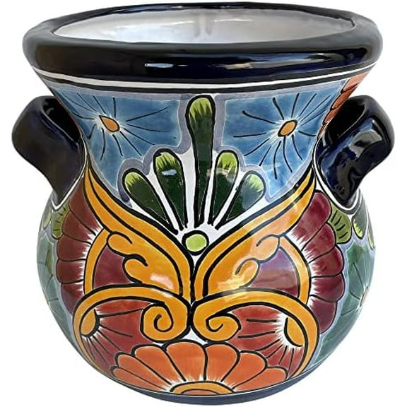 TalaMex Copal Indoors/Outdoors Handmade Mexican Colors Talavera Ceramic Pot Planter$$Garden & Patio