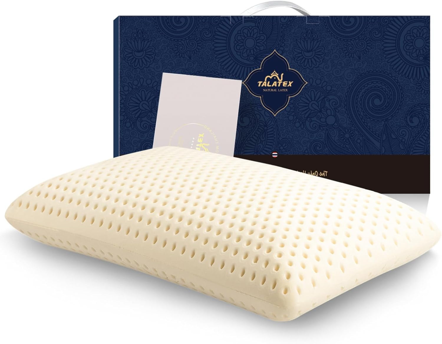 Talalay 100 Natural Premium Latex Pillow, Helps Relieve Pressure, No