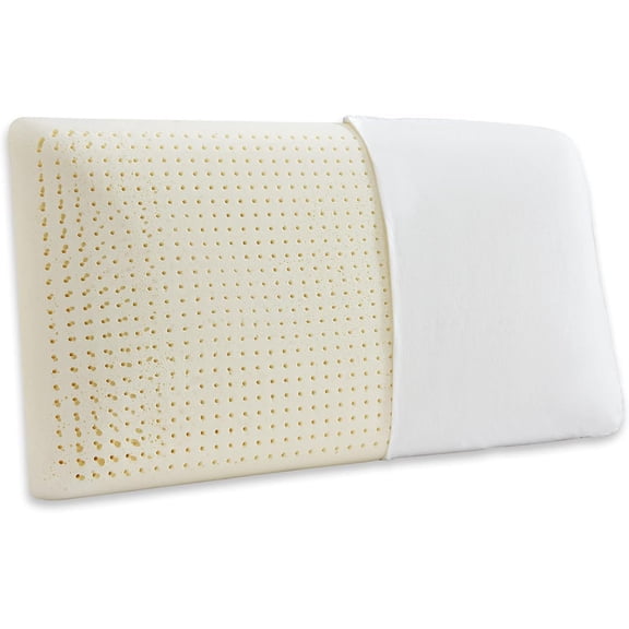 Talalay Latex Sleeping Bed Pillow - Luxury Soft Size Pillow for Side, , and Sleepers - Removable Breathable Cover (Standard Size)