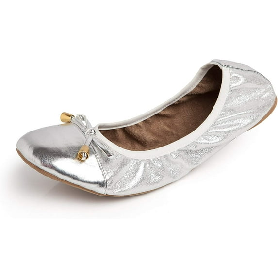 Talaria Women's Premium Foldable Flats with Pouch 6 Silver