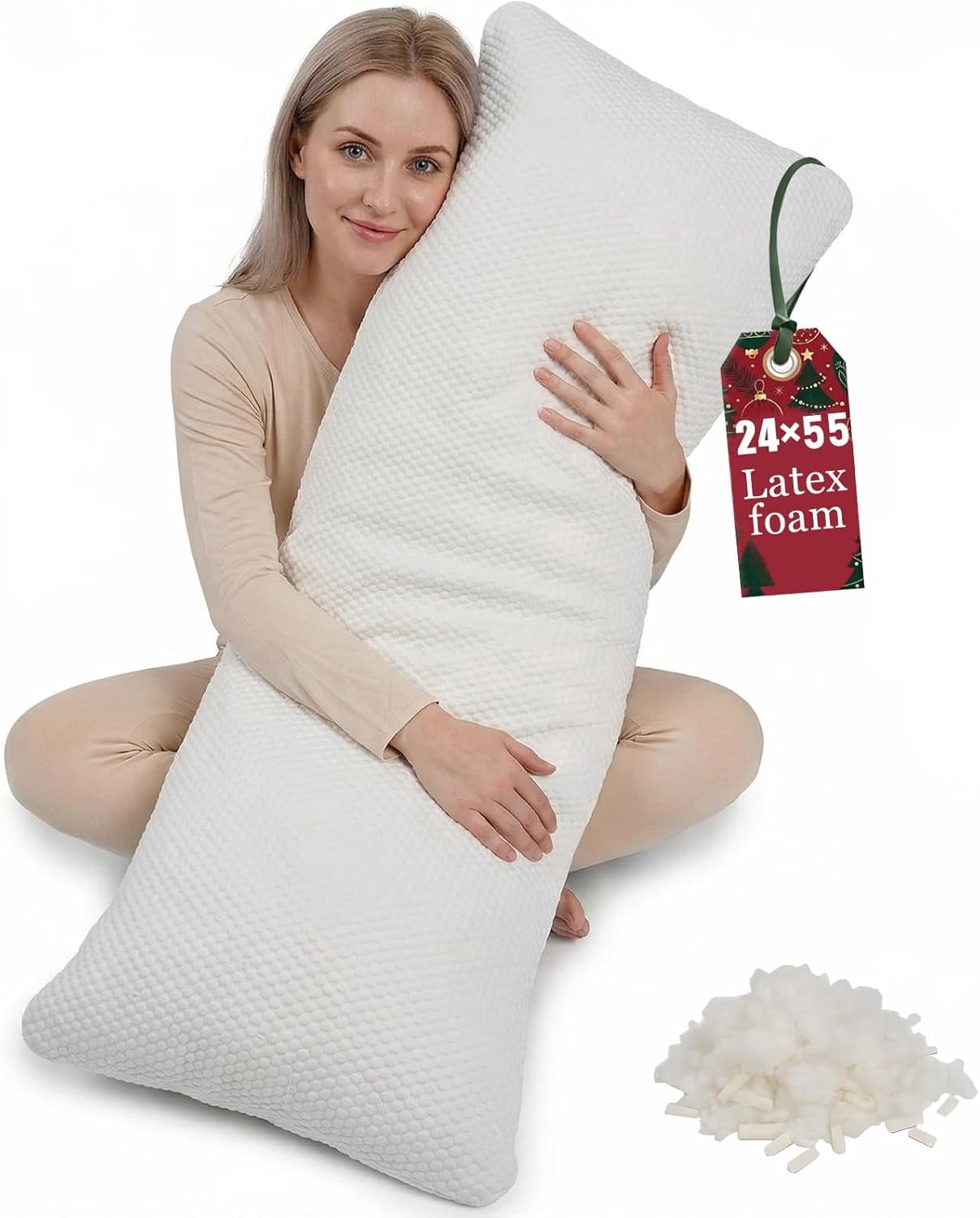 Talatex 3-Zone Adjustable Body Pillow, Natural Latex Ergonomic Support for Full Body, Includes Removable Ultra-Cooling Pillowcase, 20x54 Inches
