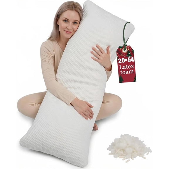 Talatex Adjustable Natural Latex Body Pillow, 3 Compartments Design with Removable Cooling Pillowcase, Full Body Support Long Pillow, 20 x 55 Inch