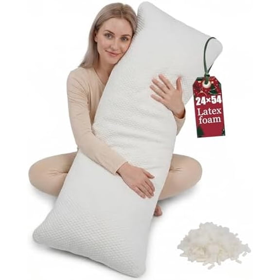 Talatex Premium Adjustable Natural Latex Body Pillow, 3 Compartments Body Long Pillow Good Support and Comfort Full Body Pillow, Long Pillow with a Removable Ultra Cooling Pillowcase - 20 x 54 inch