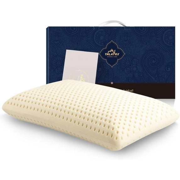 Talalay 100% Natural Premium Latex Pillow, Helps Relieve Pressure, No Memory Foam Chemicals, Perfect Package Best Gift with Removable Tencel Cover
