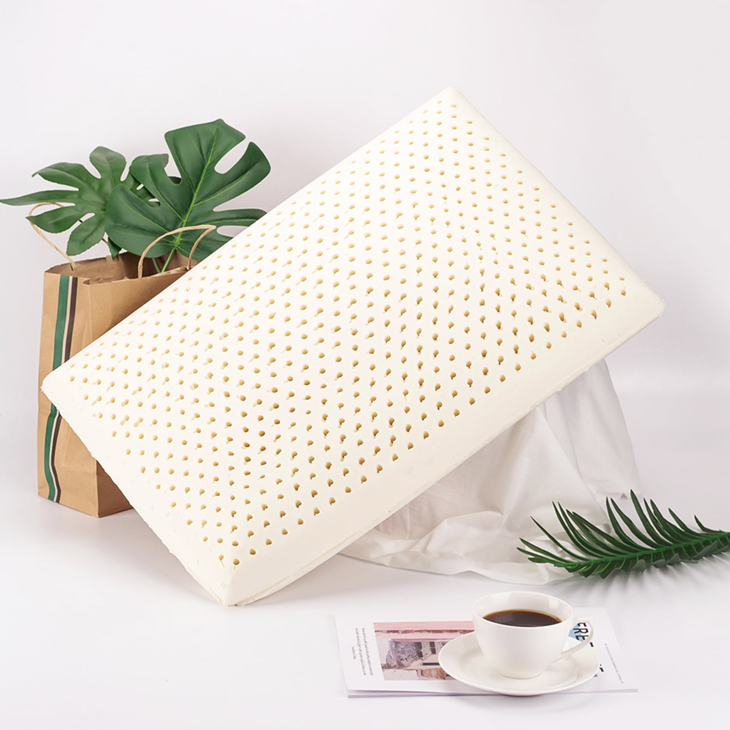 TalatexHome TALATEX 100 Natural Premium Latex Pillow Dunlop Pillow Helps Relieve Pressure Neck and Shoulder Pain No Toxic Memory Foam Chemicals Perfect Package Best Gift Medium Walmart
