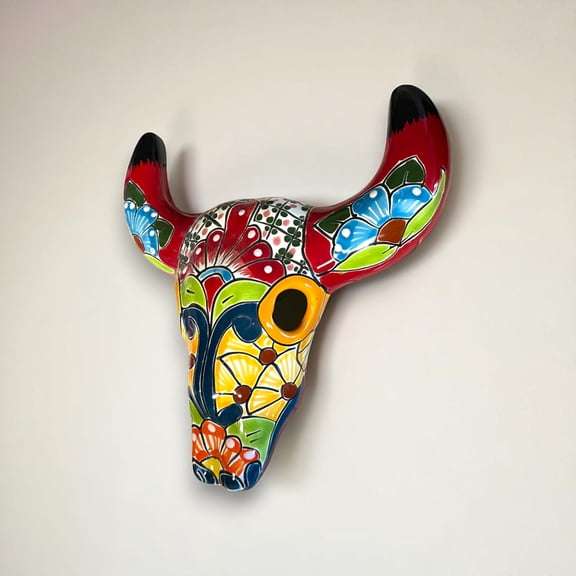 Talavera Bull Skull Wall Decor | Colorful Handcrafted Longhorn Art