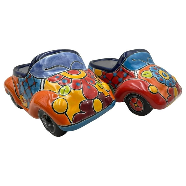 Talavera Car Planter Pot Mexican Pottery Folk Art Home Decor Indoor