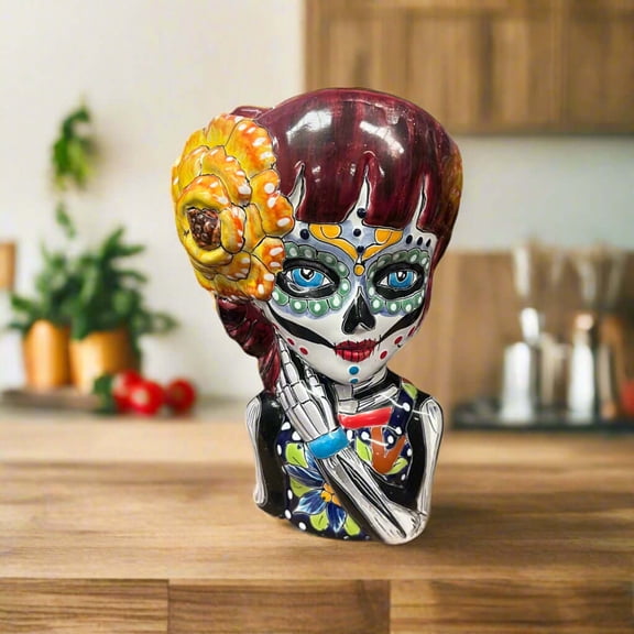 Talavera Day of the Dead Face Planter | Handmade Skull Ceramic Pot
