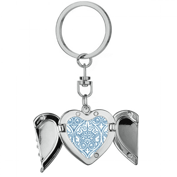 Talavera Decorative Ilustration Pattern Heart Angel Wing Key Chain Holder