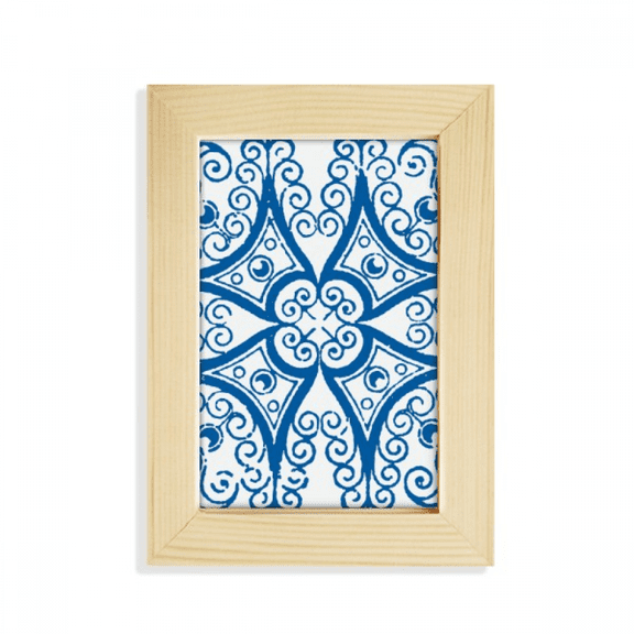 Talavera Decorative Pattern Blue Ilustration Desktop Display Photo Frame Picture Art Painting 5x7 inch