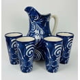 thumbnail image 1 of Talavera Pitcher with Tall Cups – Handcrafted from Guanajuato -  5 Items, 1 of 3