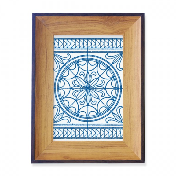 Talavera Style Decorative Blue Pattern Photo Frame Exhibition Display Art Desktop Painting