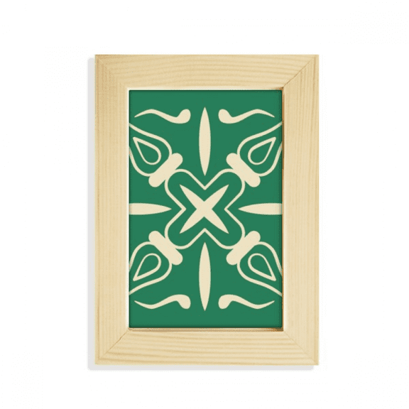 Talavera Style Green Decorative Pattern Desktop Display Photo Frame Picture Art Painting 5x7 inch