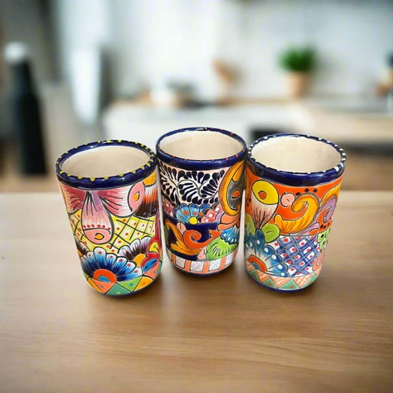 Talavera Tumbler Cup | Hand-Painted Mexican Ceramic Glass (Setof2)