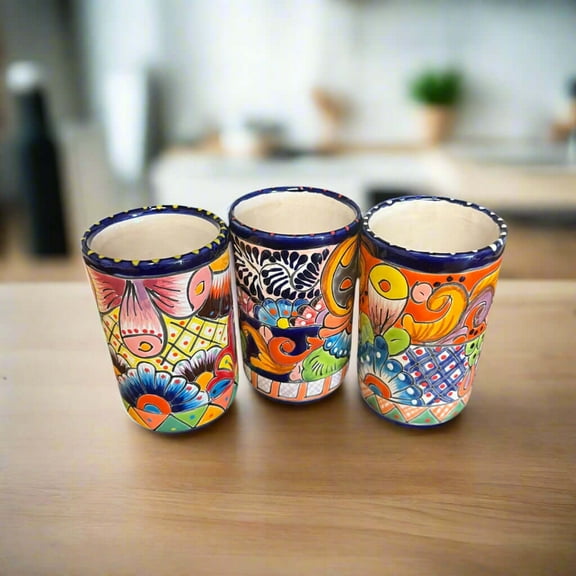 Talavera Tumbler Cup | Hand-Painted Mexican Ceramic Glass (Setof2)