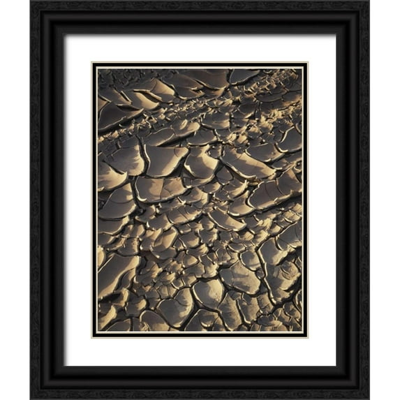 Talbot Frank, Christopher 12x14 Black Ornate Wood Framed with Double Matting Museum Art Print Titled - California, Anza-Borrego Patterns of Cracked Mud
