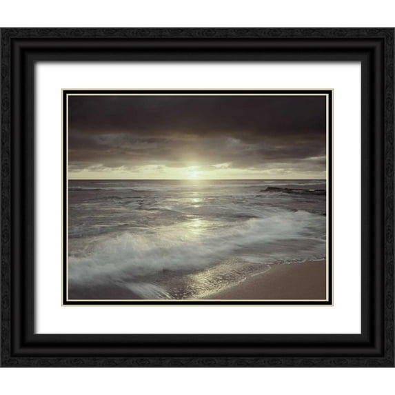Talbot Frank, Christopher 14x12 Black Ornate Wood Framed with Double Matting Museum Art Print Titled - California, San Diego Sunset Cliffs beach