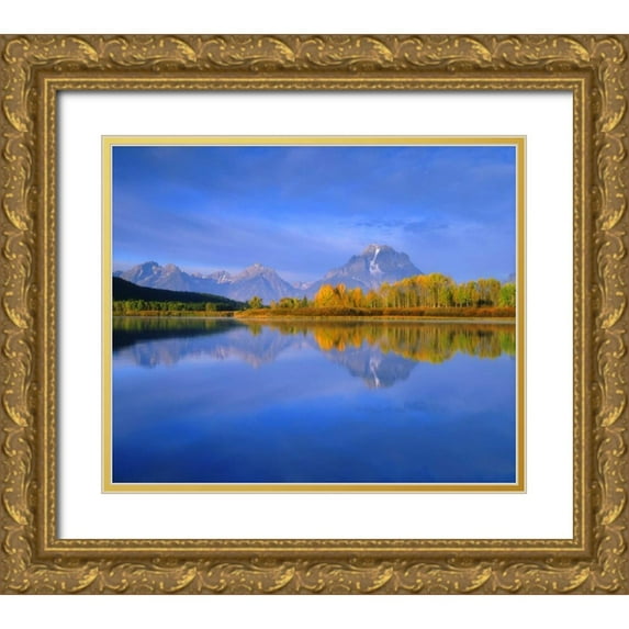 Talbot Frank, Christopher 14x12 Gold Ornate Wood Framed with Double Matting Museum Art Print Titled - WY, Grand Tetons Grand Tetons reflecting autumn