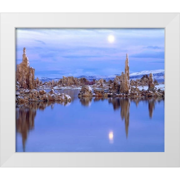 Talbot Frank, Christopher 14x12 White Modern Wood Framed Museum Art Print Titled - CA Full Moon over Tufa Formations on Mono Lake