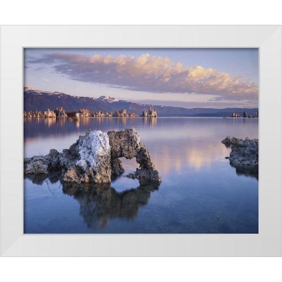 Talbot Frank, Christopher 14x12 White Modern Wood Framed Museum Art Print Titled - CA, Sierra Nevada Tufa Formations on Mono Lake