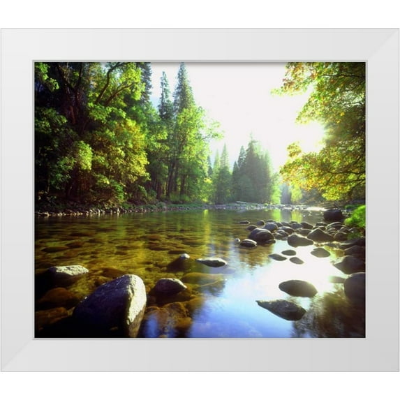 Talbot Frank, Christopher 14x12 White Modern Wood Framed Museum Art Print Titled - USA, California, Yosemite NP The Merced River