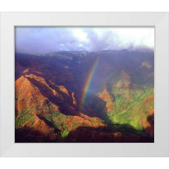 Talbot Frank, Christopher 17x15 White Modern Wood Framed Museum Art Print Titled - USA, Hawaii, Kauai A rainbow over Waimea Canyon