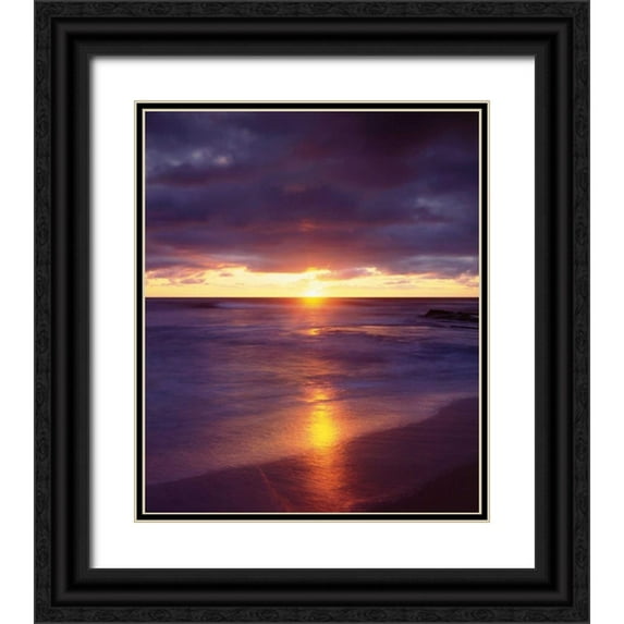Talbot Frank, Christopher 20x23 Black Ornate Wood Framed with Double Matting Museum Art Print Titled - CA, San Diego Sunset Cliffs beach at sunset