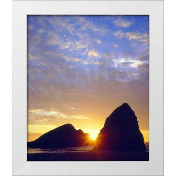 Talbot Frank, Christopher 20x23 White Modern Wood Framed Museum Art Print Titled - Oregon, Sunset over Gold Beach on the Coast